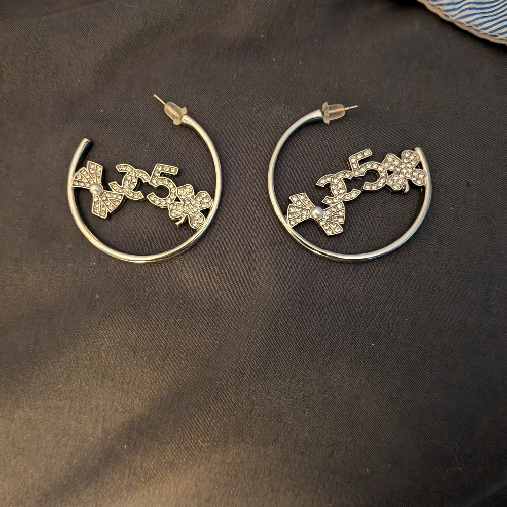 Elegant Silver Hoop Earrings with Crystal Accents